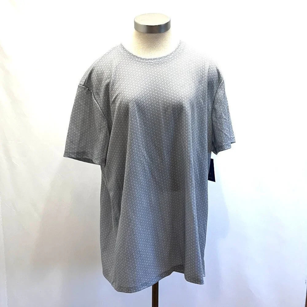 NWT APT. 9 Men Pullover Short Sleeve Crew Neck Geometric Gray Shirt XXL Slim